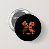 Charming Dachshund Puppy Heart For Valentine's Day 缶バッジ (正面&裏面)