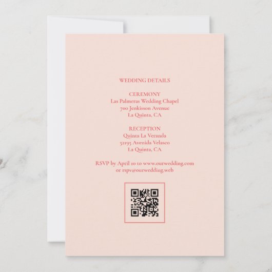 Charming Delicate Flowers Juicy Red Pink Wedding 招待状 (裏面)