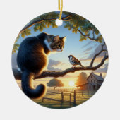 Charming Domestic Medium Hair Cat Keepsake セラミックオーナメント (正面)