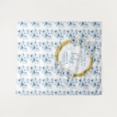 Charming dusty blue flowers gold baby shower photo タペストリー (正面(横))