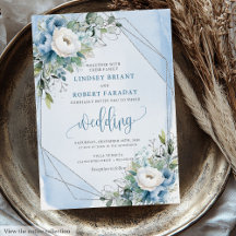 Charming Dusty Blue White Silver Flowers Wedding 