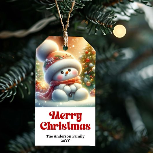Charming Editable Christmas Snowman Kids Gift Tag ギフトタグ