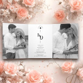 Charming Elegant Minimalist Black & White Wedding 三つ折り招待状