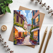 Charming European Cafe Street Cozy Village Card