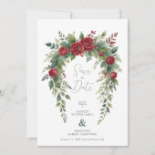 Charming Exquisite Burgundy Roses & Leaves Garland セーブザデート (正面)