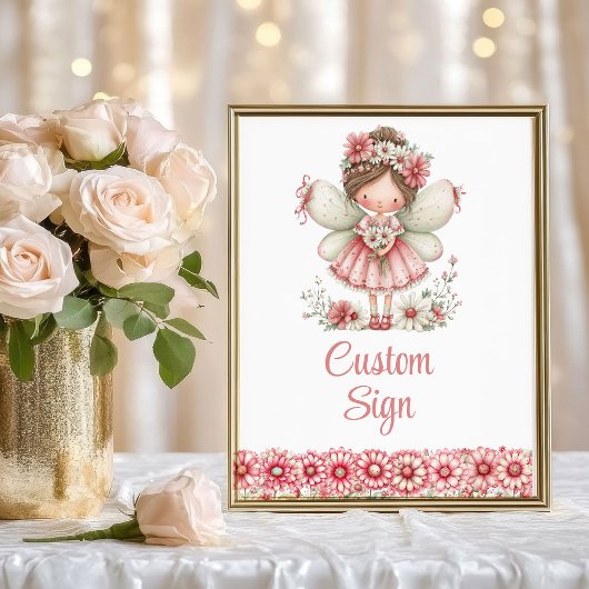 Charming Fairy Girl Blush Floral Birthday Custom   ポスター