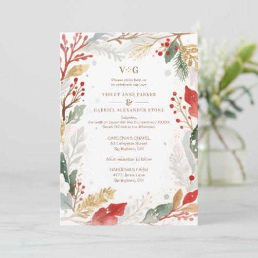 Charming Fall Nature Frame Photo Wedding 招待状 (スタンド正面)
