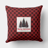 Charming Farmhouse Plaid Custom Name Pillow クッション (裏面)