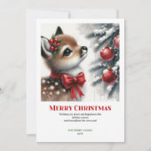 Charming Fawn Snowy Forest Watercolor Christmas  シーズンカード (正面)