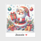 Charming Festive Red Christmas Sticker With Santa シール (シート)