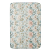 Charming Floral Pastel Blue Pink Botanical Art バスマット (正面縦)