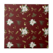 Charming Floral Pattern on Maroon タイル (正面)