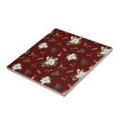 Charming Floral Pattern on Maroon タイル (側面)