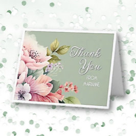 Charming Floral Personalized Thank You Card サンキューカード