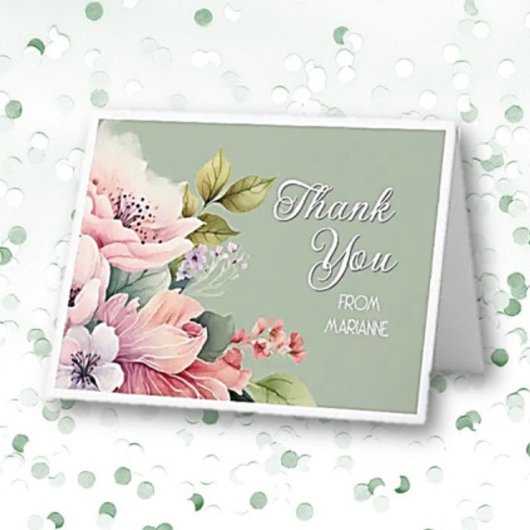 Charming Floral Personalized Thank You Card サンキューカード