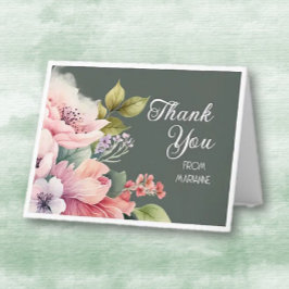 Charming Floral Personalized Thank You Card サンキューカード
