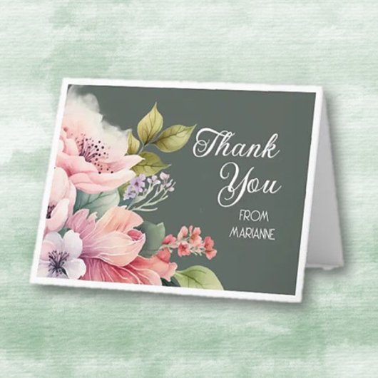 Charming Floral Personalized Thank You Card サンキューカード
