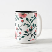 Charming Floral Print Coffee Mug ツートーンマグカップ (正面右)