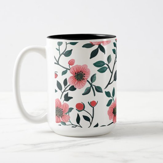 Charming Floral Print Coffee Mug ツートーンマグカップ (左)