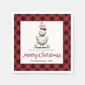 Charming Funny Chickens Editable Personalized Xmas スタンダードカクテルナプキン (正面)