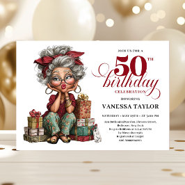 Charming Funny Lady 50th Birthday Quirky Humor  招待状
