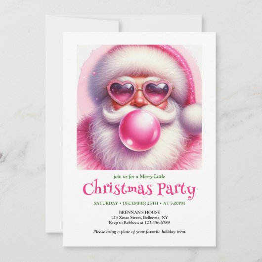 Charming Funny Santa Sunglasses Christmas Invites 招待状 (正面)