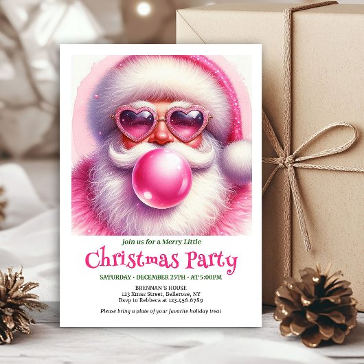 Charming Funny Santa Sunglasses Christmas Invites 招待状