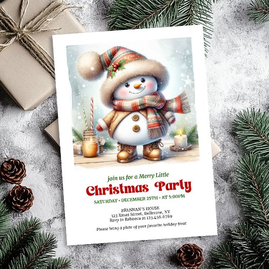 Charming funny snowman invitation printable  招待状