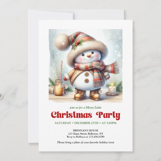 Charming funny snowman invitation printable 招待状 (正面)