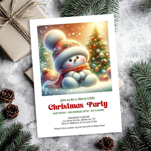 Charming funny snowman invite holiday tones DGL 招待状