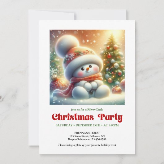 Charming funny snowman invite holiday tones DGL 招待状 (正面)