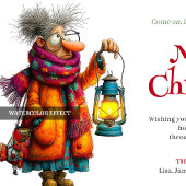 Charming Funny Woman Comic Christmas Editable Card シーズンカード