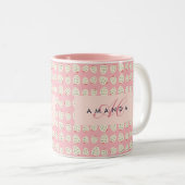 Charming Girly Strawberry Pattern Monogram Gifts ツートーンマグカップ (正面右)