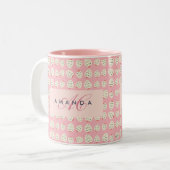 Charming Girly Strawberry Pattern Monogram Gifts ツートーンマグカップ (正面左)