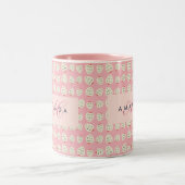 Charming Girly Strawberry Pattern Monogram Gifts ツートーンマグカップ (中央)