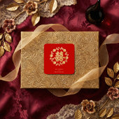 Charming Glitter Floral Chinese Double Happiness スクエアシール