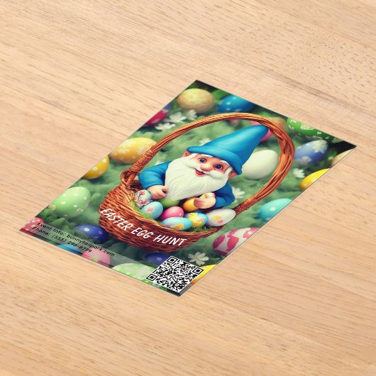 Charming Gnome & Basket Easter Egg Hunt アクリル招待状 (レイダウン)