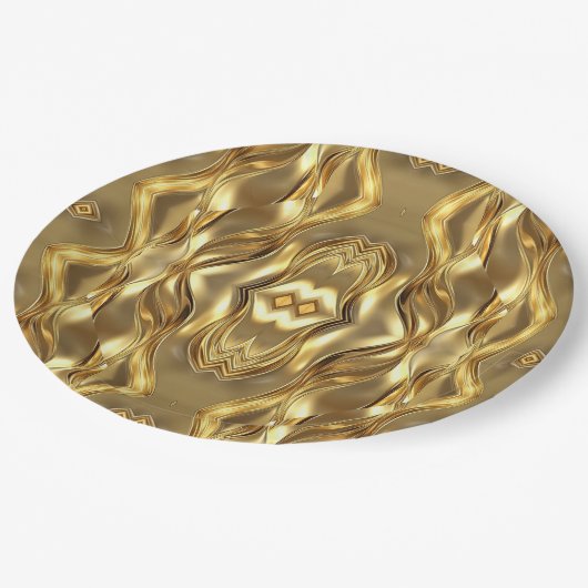 Charming golden-colored pattern  ペーパープレート (アングル)