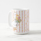Charming Goose with Pink and Yellow Flowers Mug コーヒーマグカップ (正面左)