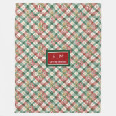 Charming green and red watercolor greenery throw フリースブランケット (正面)