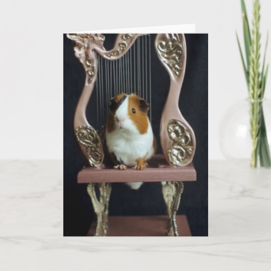 Charming Guinea Pig Harp Greeting Card – Storybook カード (正面)