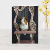Charming Guinea Pig Harp Greeting Card – Storybook カード (黄色い花)