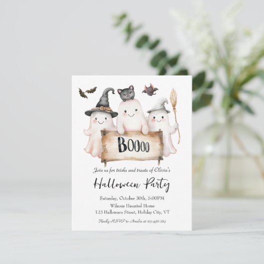 Charming Halloween Party Invitation with Witch 招待状 (スタンド正面)