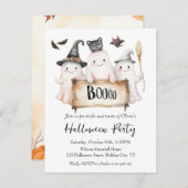 Charming Halloween Party Invitation with Witch 招待状 (正面/裏面)