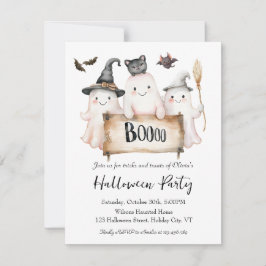 Charming Halloween Party Invitation with Witch 招待状
