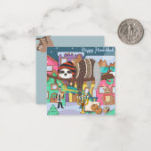 Charming Hanukkah Sloth Greeting Card ノートカード (正面/裏面インサイチュ)