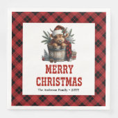 Charming highland cow holiday red black tartan (正面)
