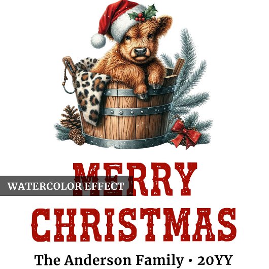 Charming highland cow holiday red black tartan