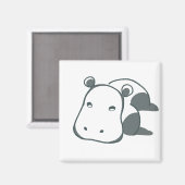 Charming Hippo Magnet - Calming Green Minimal マグネット (正面/裏面)