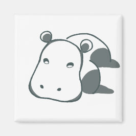 Charming Hippo Magnet - Calming Green Minimal マグネット